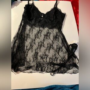 Lingerie black lace gown